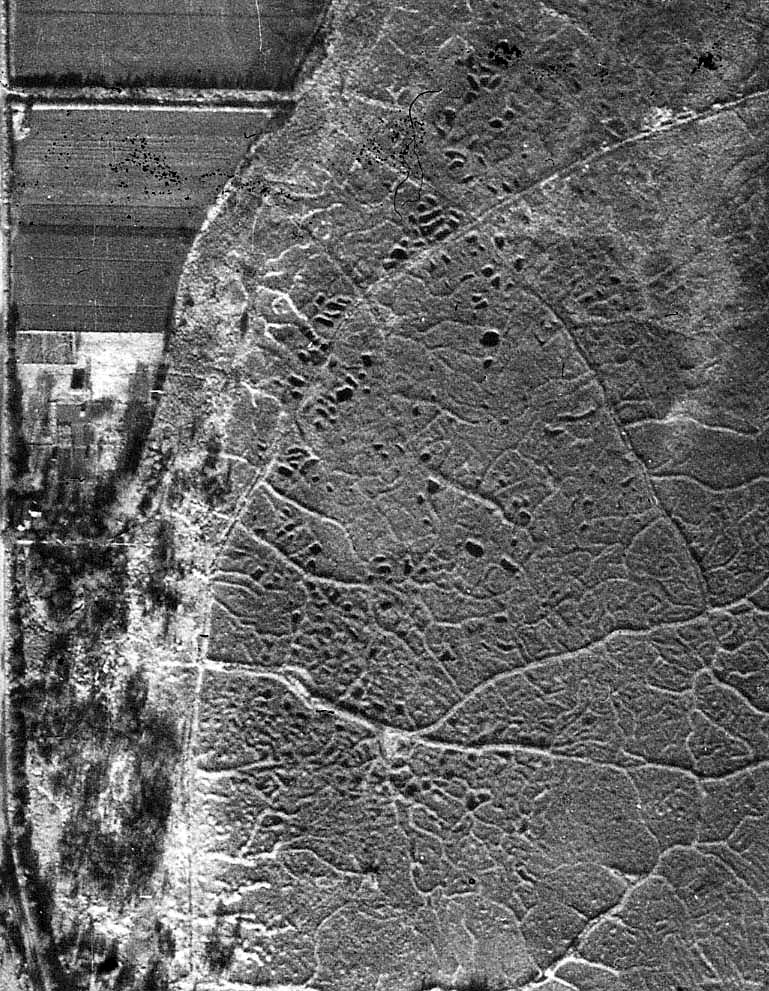 The surface of Little Fen in 1947 showing peat diggings and raised barrow ways